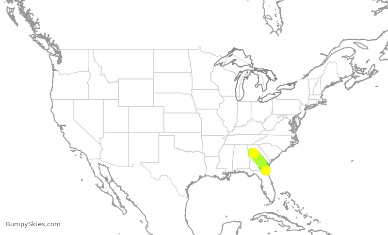 Turbulence forecast map for DAL2990, JAX to ATL