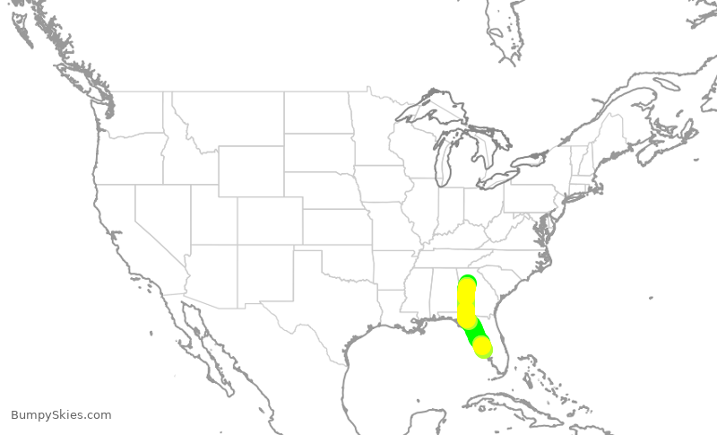 Turbulence forecast map for DAL2997, ATL to SRQ