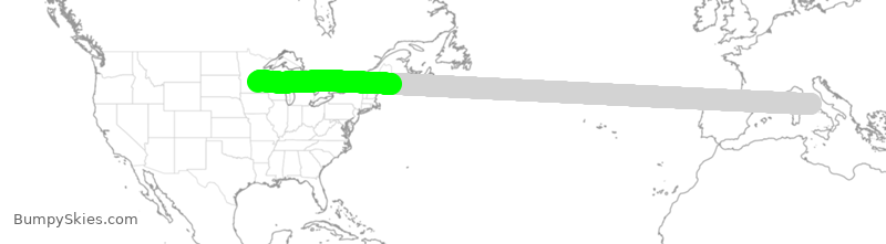 Turbulence forecast map for DAL299, IRF to MSP