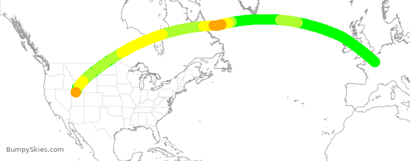 Turbulence forecast map for DAL300, SLC to CDG
