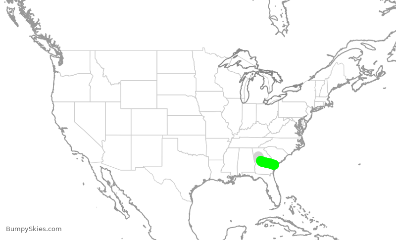 Turbulence forecast map for DAL3011, ATL to SAV