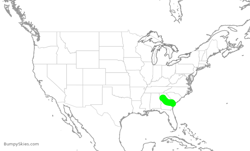 Turbulence forecast map for DAL3011, SAV to ATL