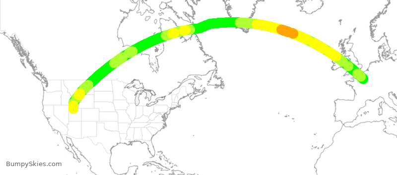 Turbulence forecast map for DAL301, CDG to SLC