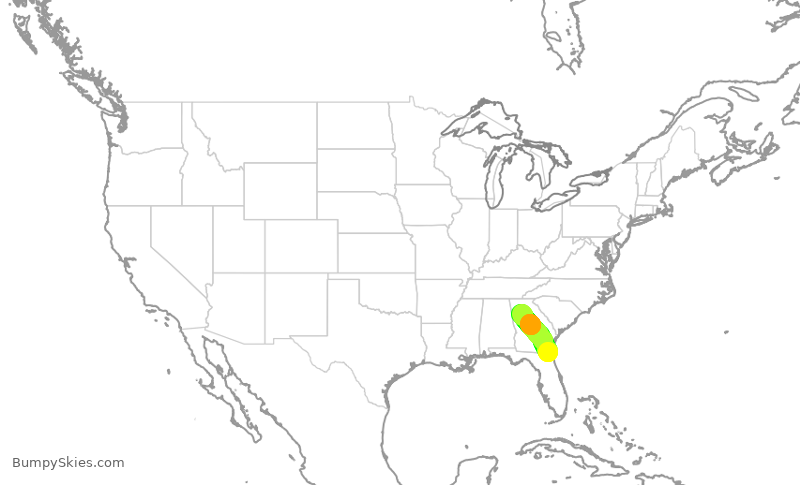 Turbulence forecast map for DAL3024, JAX to ATL