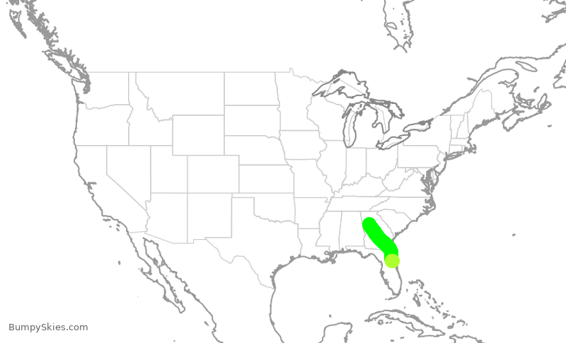 Turbulence forecast map for DAL3035, ATL to DAB