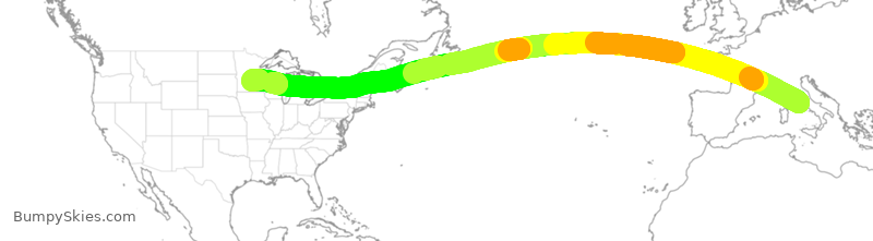 Turbulence forecast map for DAL303, FCO to MSP