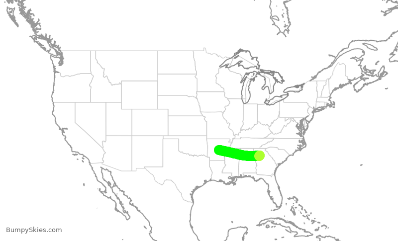Turbulence forecast map for DAL3040, ATL to LIT