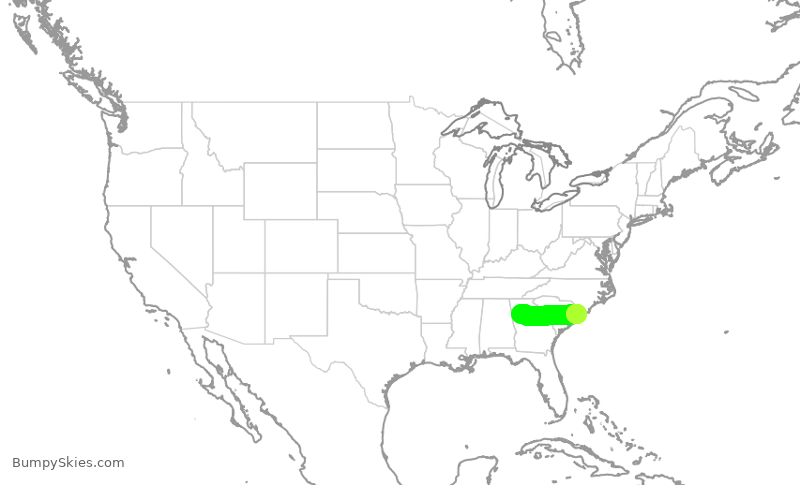Turbulence forecast map for DAL3047, ATL to MYR