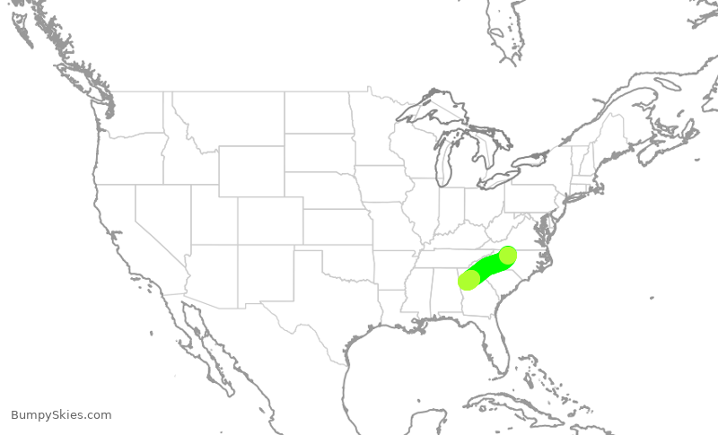 Turbulence forecast map for DAL3050, GSO to ATL