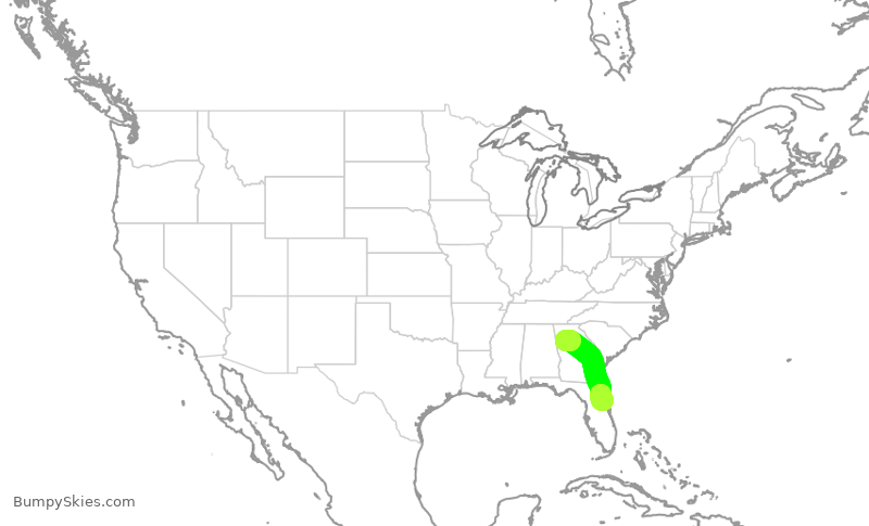 Turbulence forecast map for DAL3056, ATL to DAB