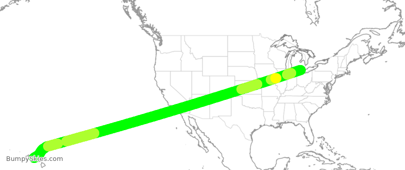 Turbulence forecast map for DAL307, DTW to HNL