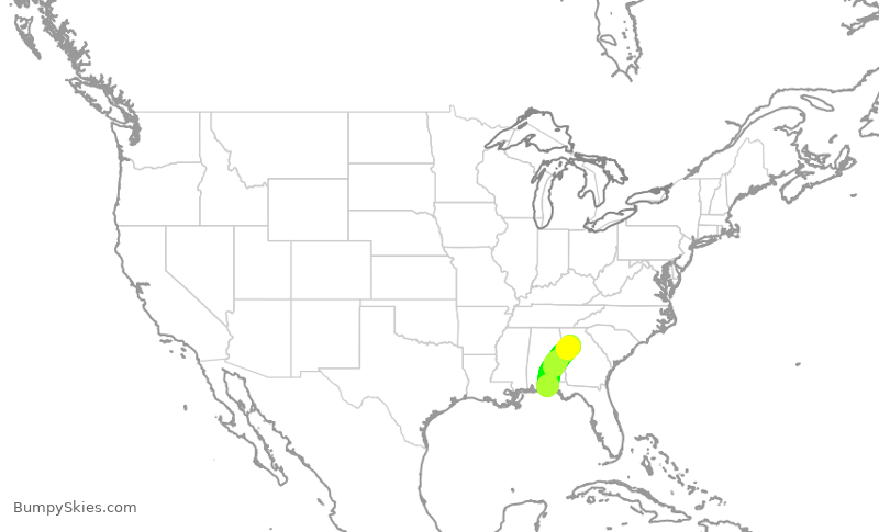 Turbulence forecast map for DAL3085, VPS to ATL