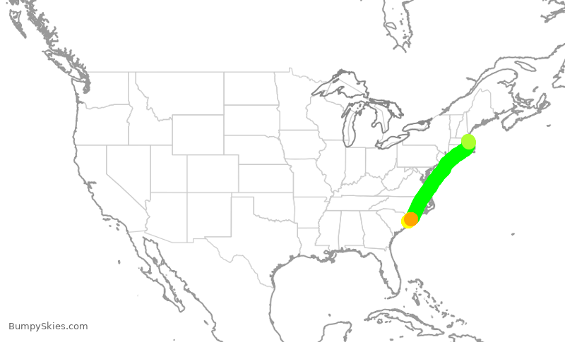 Turbulence forecast map for DAL3087, BOS to MYR