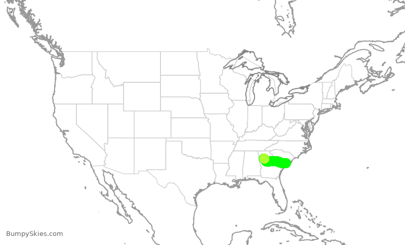 Turbulence forecast map for DAL3091, CHS to ATL