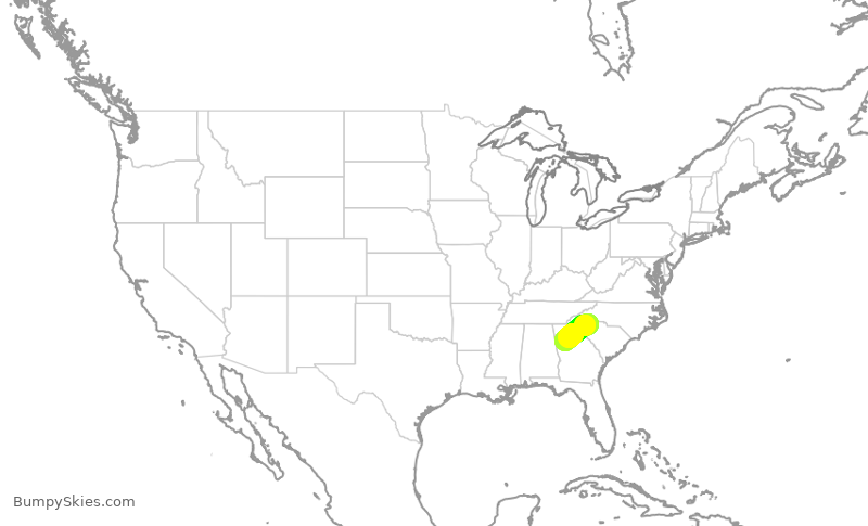 Turbulence forecast map for DAL3095, GSP to ATL