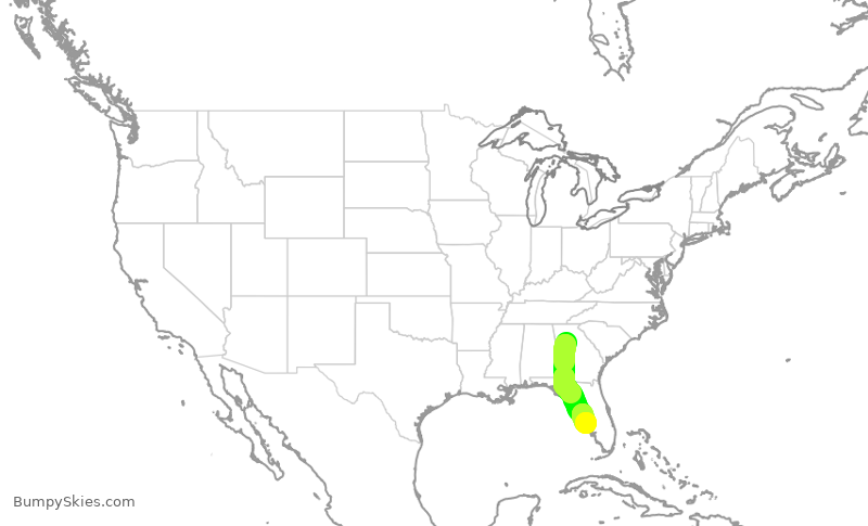 Turbulence forecast map for DAL3109, ATL to SRQ