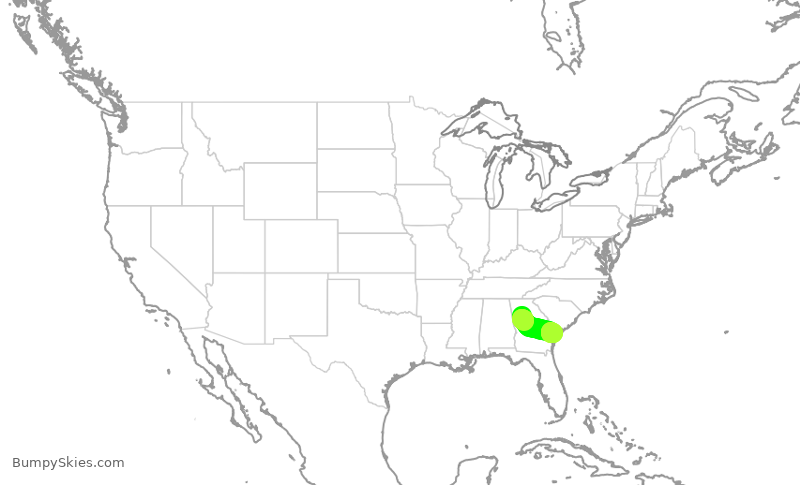Turbulence forecast map for DAL3112, ATL to SAV