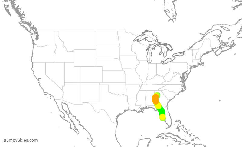 Turbulence forecast map for DAL3115, SRQ to ATL
