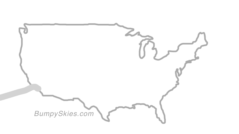 Map of continental US with illustrated flight path and turbulence forecast (described in text below)
