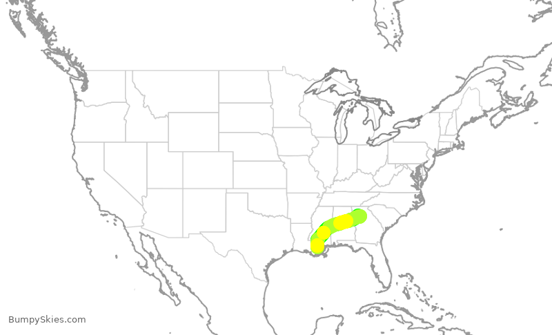 Turbulence forecast map for DAL3132, ATL to MSY