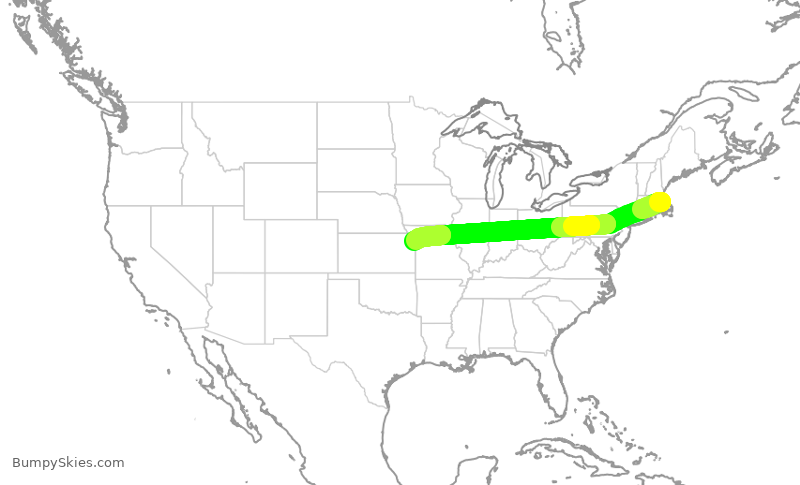 Turbulence forecast map for DAL314, BOS to MCI