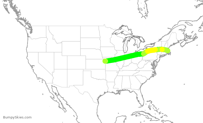 Turbulence forecast map for DAL314, MCI to BOS