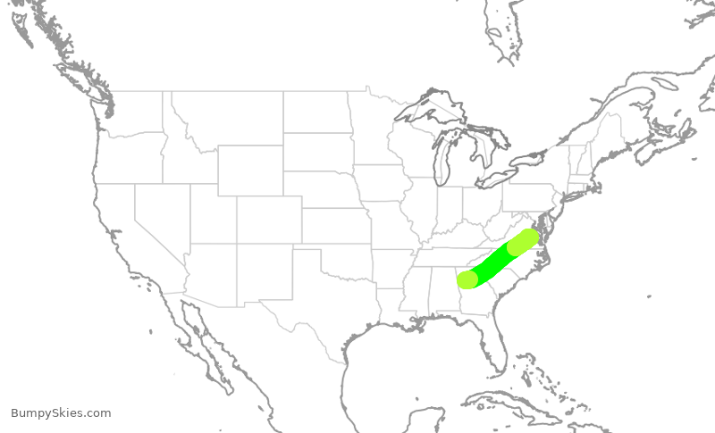 Turbulence forecast map for DAL3152, ATL to RIC
