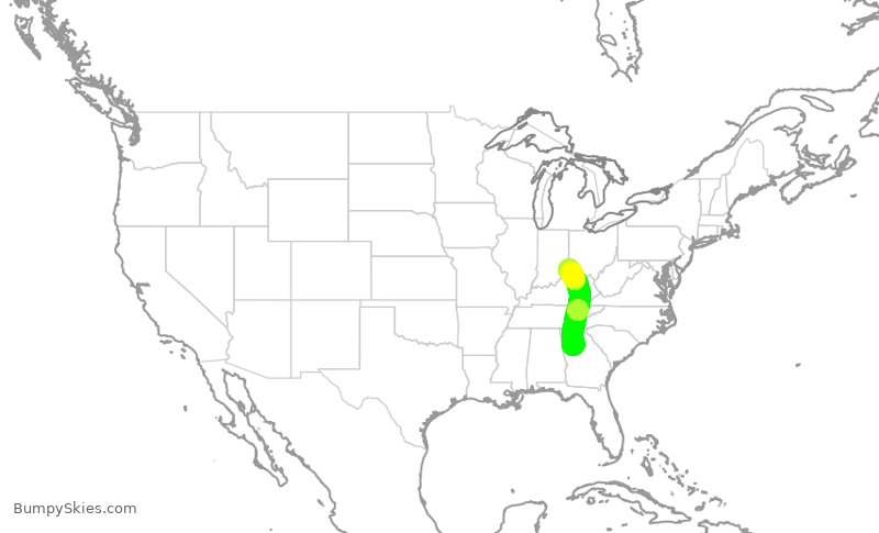 Turbulence forecast map for DAL3160, ATL to CVG