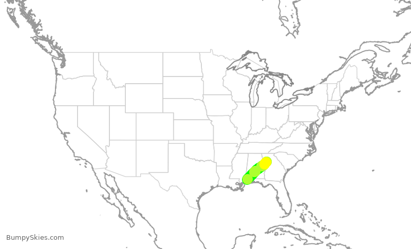 Turbulence forecast map for DAL3176, MOB to ATL