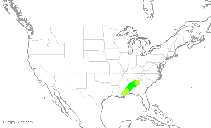 Turbulence forecast map for DAL3178, ATL to GPT