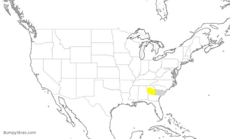Turbulence forecast map for DAL3179, CHS to ATL