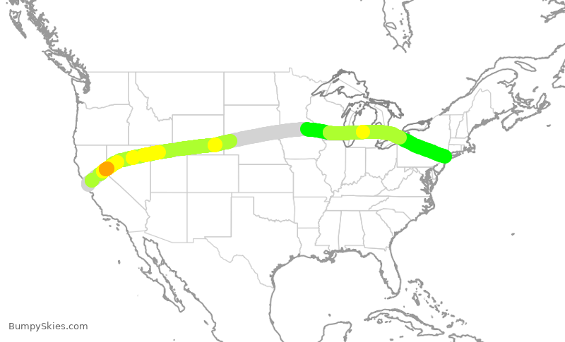 Turbulence forecast map for DAL319, SFO to JFK