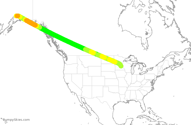Turbulence forecast map for DAL326, ANC to MSP