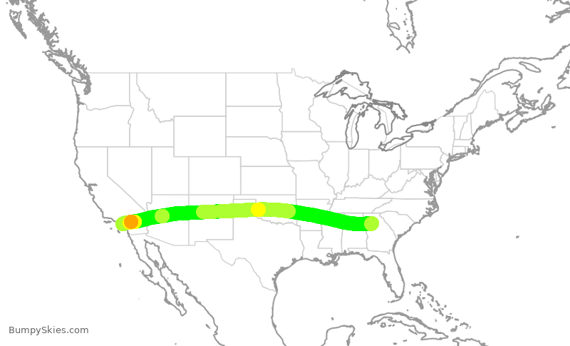 Turbulence forecast map for DAL329, ATL to SNA
