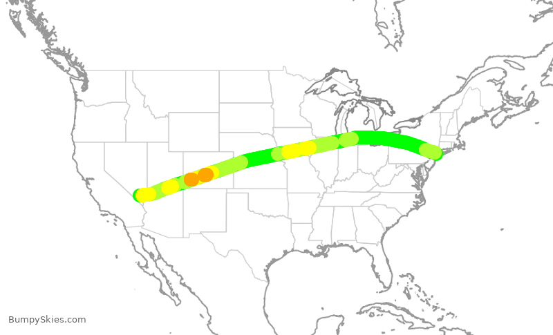 Turbulence forecast map for DAL333, LAS to JFK