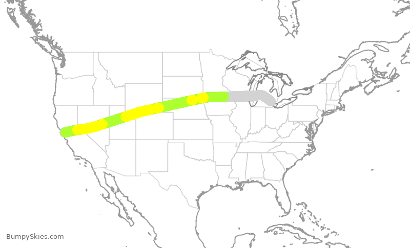 Turbulence forecast map for DAL335, SFO to DTW