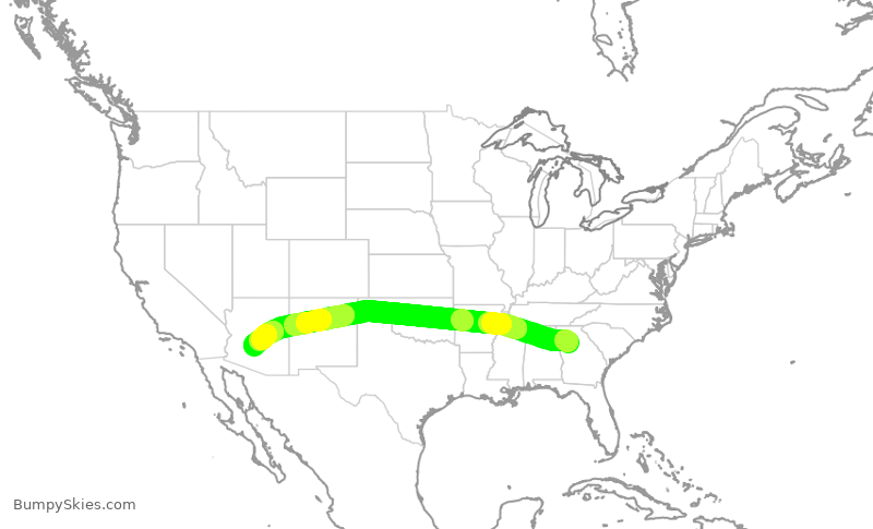 Turbulence forecast map for DAL348, ATL to PHX