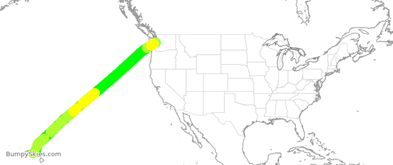 Turbulence forecast map for DAL351, SEA to HNL