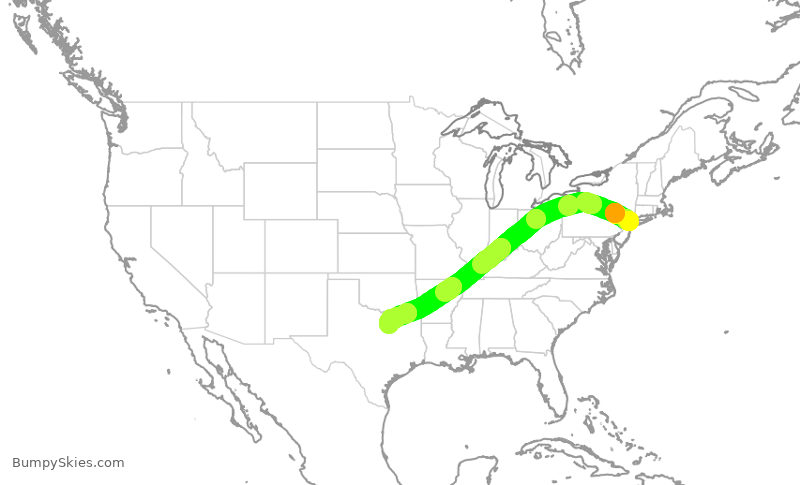 Turbulence forecast map for DAL352, LGA to DFW