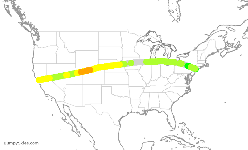 Turbulence forecast map for DAL357, SFO to JFK