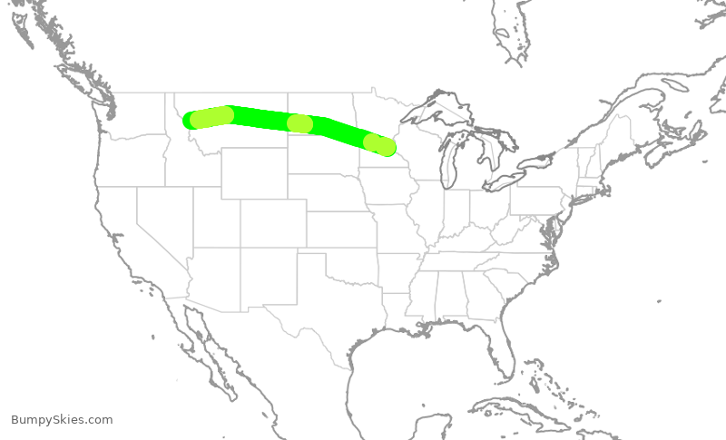 Turbulence forecast map for DAL362, MSP to MSO