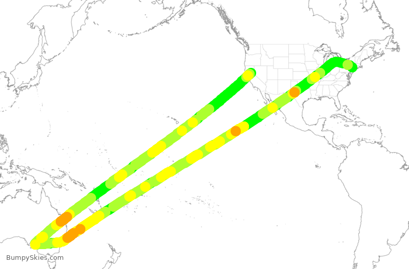 Turbulence forecast map for DAL365, JFK to SFO