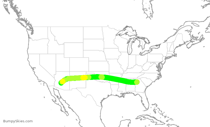 Turbulence forecast map for DAL366, ATL to PHX