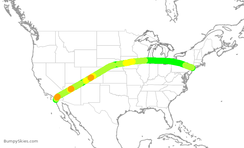 Turbulence forecast map for DAL367, SAN to JFK