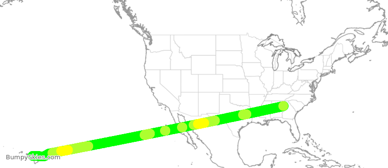 Turbulence forecast map for DAL368, ATL to HOG