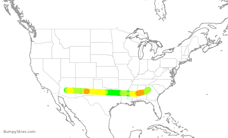 Turbulence forecast map for DAL368, PHX to ATL