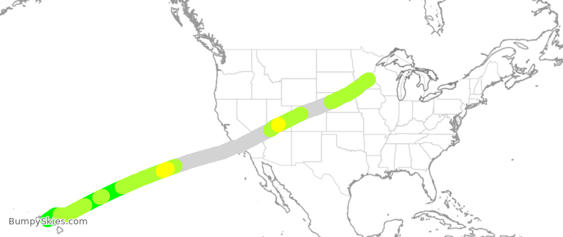 Turbulence forecast map for DAL372, MSP to HNL