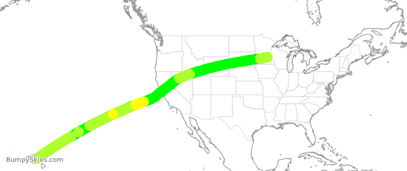 Turbulence forecast map for DAL373, HNL to MSP