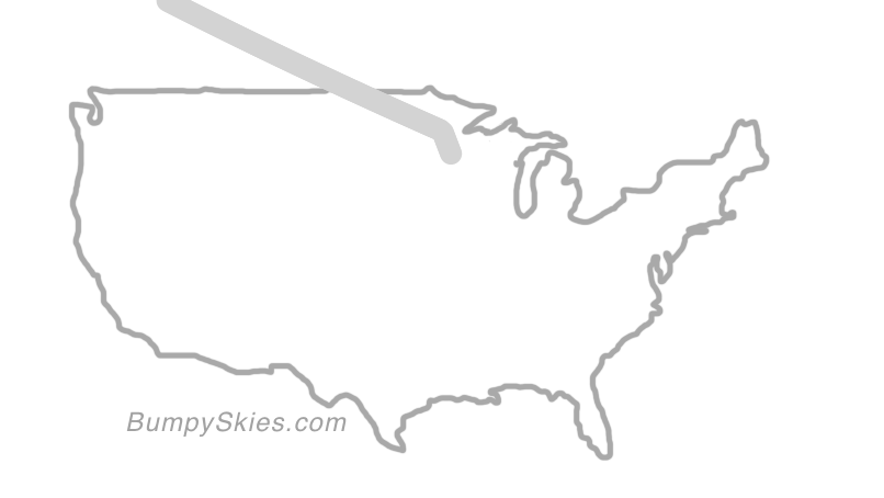 Map of continental US with illustrated flight path and turbulence forecast (described in text below)