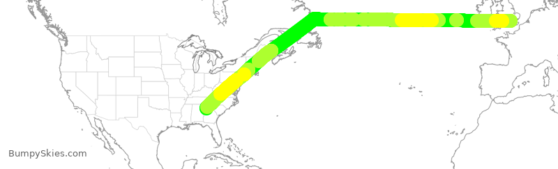 Turbulence forecast map for DAL37, GLL to ATL
